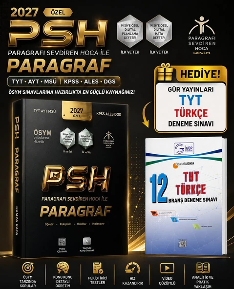 Paragrafı Sevdiren Hoca TYT AYT MSÜ KPSS ALES DGS Paragraf Soru Bankası-GÜR YAYINLARI TYT TÜRKÇE DENEME HEDİYELİ!! ürün görseli 1