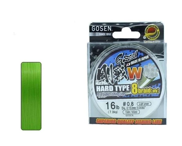 Gosen W8 Hard Type PE 8 Örgü Spin İp Misina 150mt Açık Yeşil ürün görseli 1
