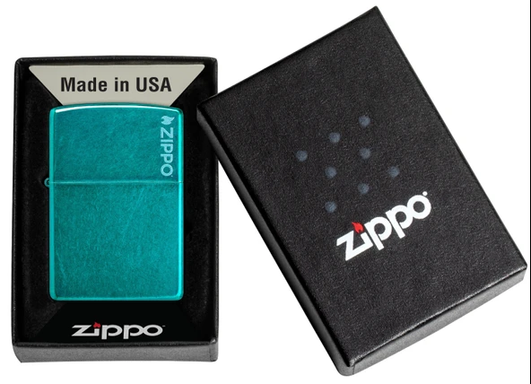 Zippo Candy Teal Matte Logo Dizayn Çakmak - Resim 5