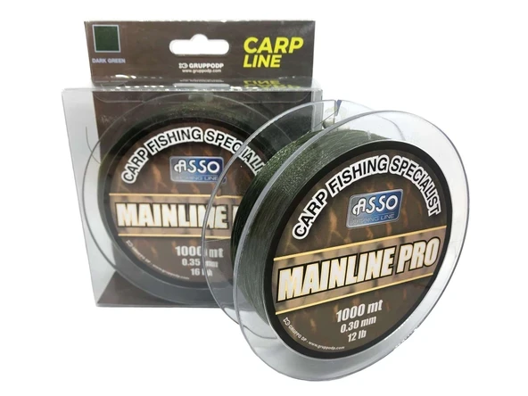Asso Mainline Pro Special Carp Fishing Line 1000mt Dark Green ürün görseli 1