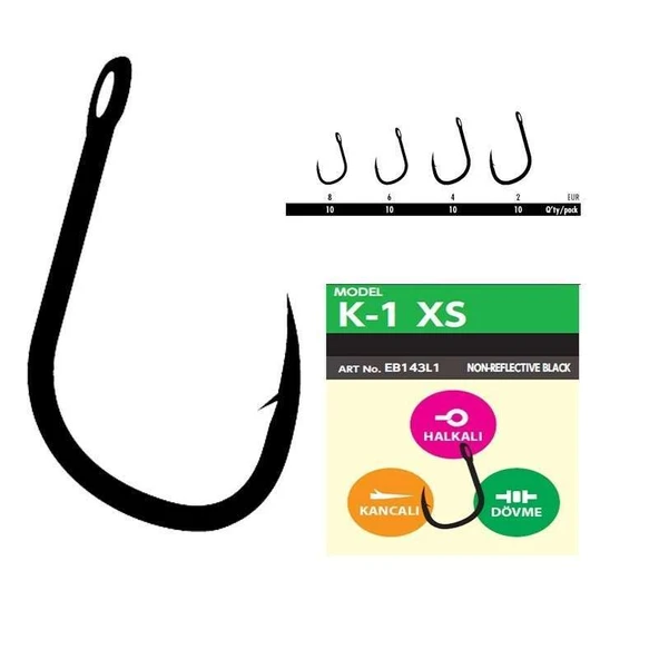 Hayabusa K1 XS Sazan İğnesi Dövme Teflon Black 10lu Paket ürün görseli 1