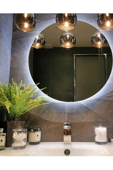 GLOBAL LED MIRROR 70 cm Çapında Beyaz Ledli Banyo Aynası Konsol Makyaj Aynası 70 cm Düz ürün görseli 1