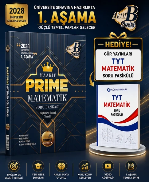 Aktif Öğrenme TYT Maarif Prime Matematik Soru Bankası-GÜR YAYINLARI TYT MATEMATİK SORU FASİKÜLÜ HEDİYE!! ürün görseli 1