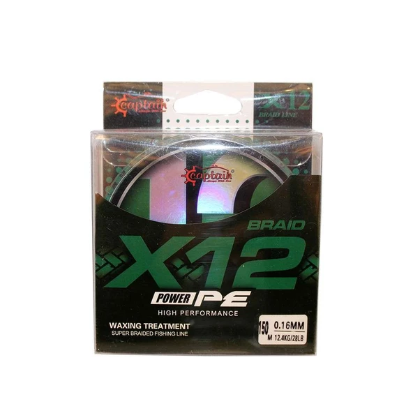 Captain X12 Power PE 12 Örgü Spin İp Misina 150mt Dark Green ürün görseli 1