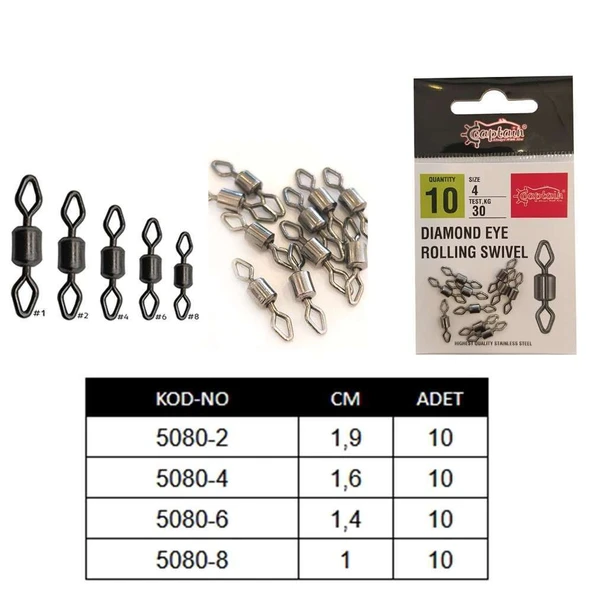 Captain 5080 Elmas Gözlü Fırdöndü 10lu Paket Black Nikel ürün görseli 1