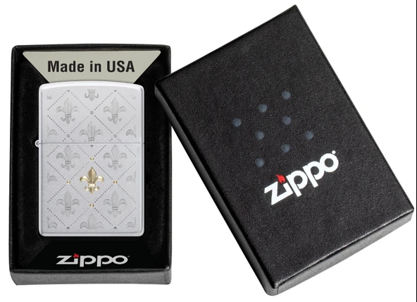 Zippo Fleur-De-Lys Pattern Dizayn Çakmak - Resim 5