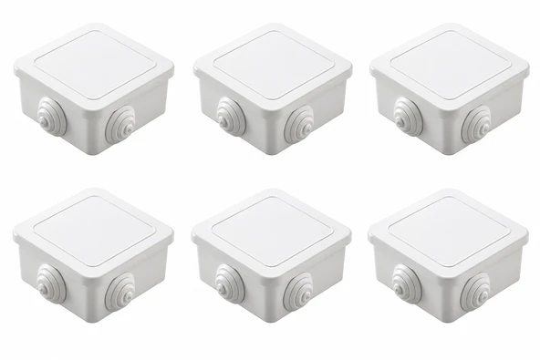 6'lı Set Beyaz Kare Buat Kutusu 85x85 mm PVC Duvar İçi Kablo Bağlantı Kutusu Elektrik Ek Kutusu ürün görseli 1