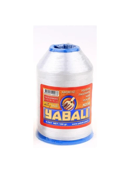 Yabalı Polyester Dikiş Dantel Oya Ipliği Kar Beyaz 100 Gram 1 Adet No : 50 ürün görseli 1