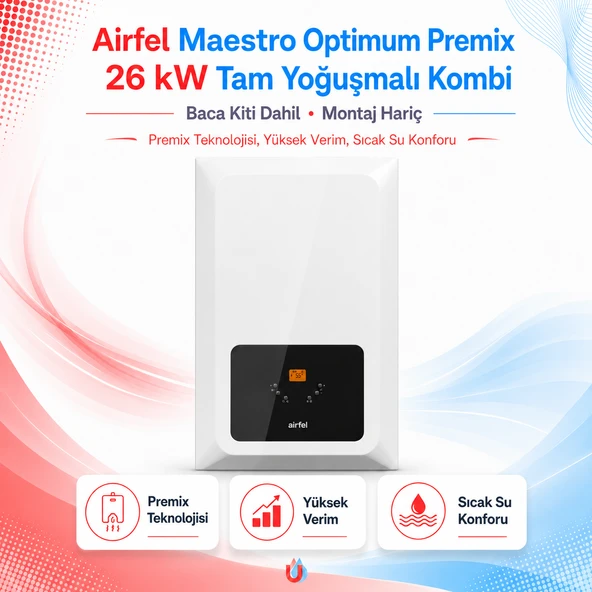 AİRFEL Maestro Optimum Premix 26 kW Tam Yoğuşmalı Kombi (Baca Kiti Dahil) (Montaj Hariç) ürün görseli 1