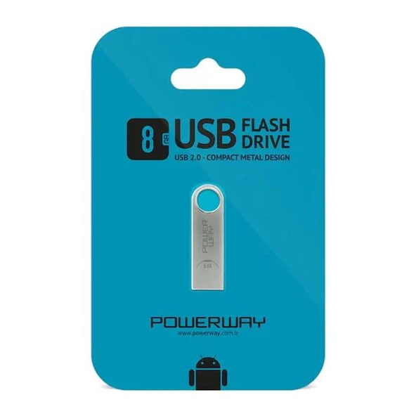 Powerway PW-8GB 8 GB USB 2.0 Mini Metal Flash Bellek ürün görseli 1