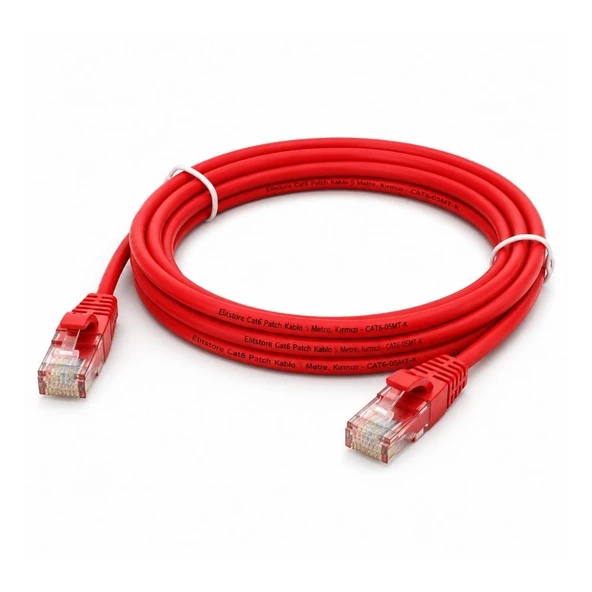 Elitstore Cat6 Patch Kablo 5 Metre, Kırmızı - CAT6-05MT-K ürün görseli 1