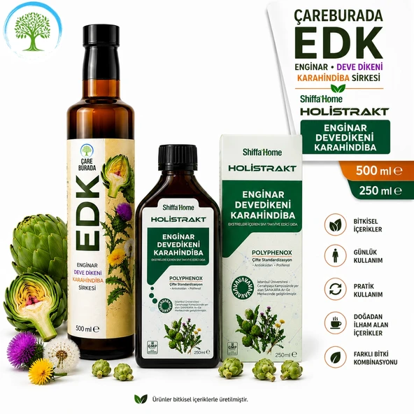 ÇareBurada EDK Sirke 500 ml & Holistrakt Enginar, Deve Dikeni, Karahindiba 250 ml Ekstrakt | Enginar, Devedikeni, Karahi ürün görseli 1