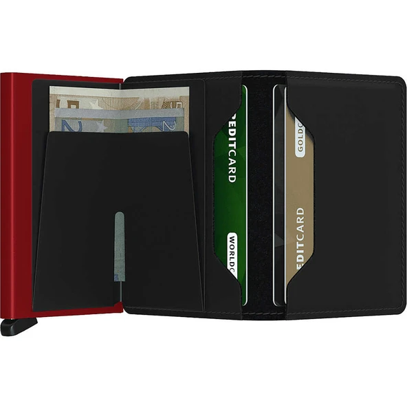Secrid Slimwallet Matte Cüzdan, Siyah-Kırmızı - Resim 3