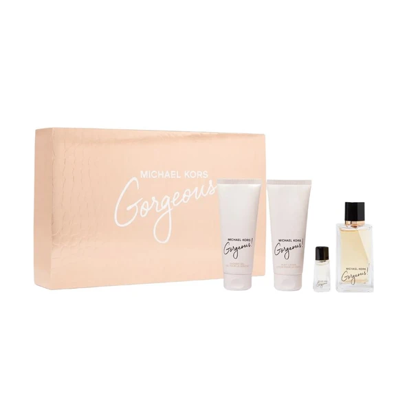 Michael Kors Gorgeous EDP 100 ml + EDP 10 ml + 100 ml Shower Gel + 100 ml Body Lotion Kadın Parfüm Seti ürün görseli 1