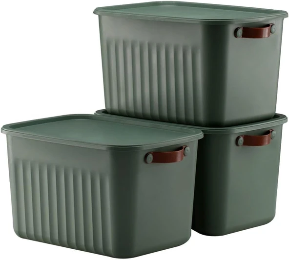 3 Adet 15 Litre Çok Amaçlı Düzenleyici Kapaklı Kutu, Dekoratif Saklama Kutusu, 35x25x22cm ürün görseli 1