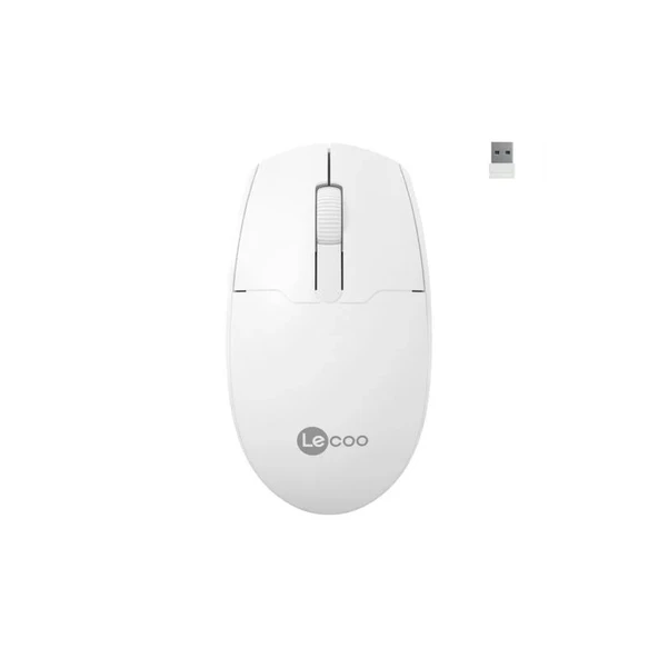 Lenovo Lecoo WS204 Kablosuz 1200DPI 3 Tuşlu Optik Mouse Beyaz ürün görseli 1
