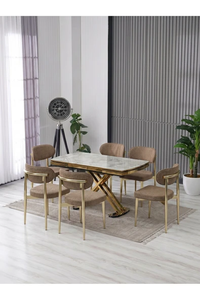 VENOXA 80X120 MDF MASA / 6 POLO SANDALYELİ MASA TAKIMI ürün görseli 1