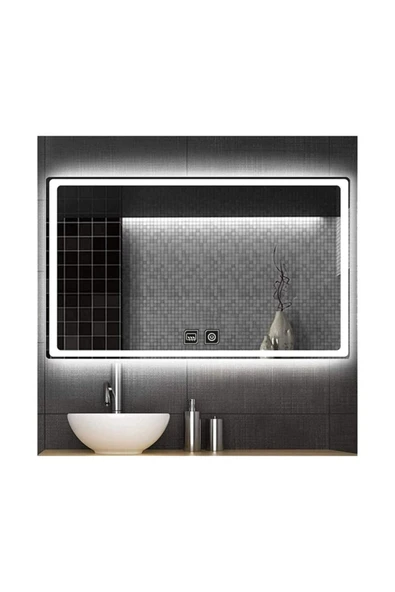 GLOBAL LED MIRROR 40x55 cm Dokunmatik Tuşlu Buğu Çözücü Ledli Banyo Aynası Dekoratif Ayna ürün görseli 1