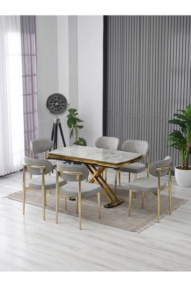 VENOXA 80X120 MDF MASA / 6 POLO SANDALYELİ MASA TAKIMI ürün görseli 1