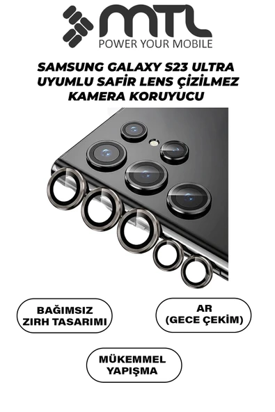 Samsung S23 Ultra Uyumlu Safir Lens Çizilmez Dayanıklı Kamera Koruyucu ürün görseli 1
