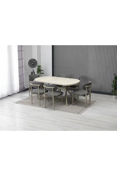 LUNA ARYA YEMEK MASASI TAKIMI / 6 KİŞİLİK MDF MASA & POLO SANDALYE TAKIMI ürün görseli 1