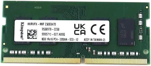 KİNGSTON 8GB DDR4 3200MHz 1Rx16 PC4-3200AA CL22 SODIMM Notebook Ram KKRVFX-MIF 4511836F ürün görseli 1