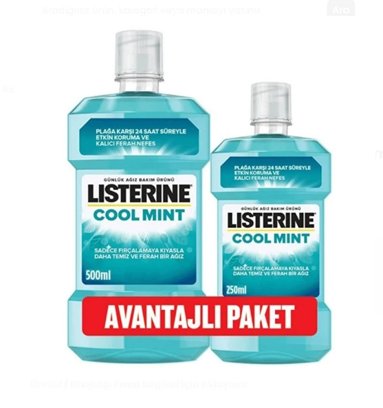 Listerine Cool Mint Nane Aromalı 500 ml + 250 ml - Avantajlı Paket ürün görseli 1