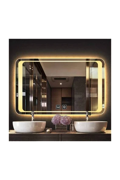 GLOBAL LED MIRROR 40x55 Cm Dokunmatik Tuşlu Buğu Çözücü Ledli Banyo Aynası Dekoratif Ayna ürün görseli 1