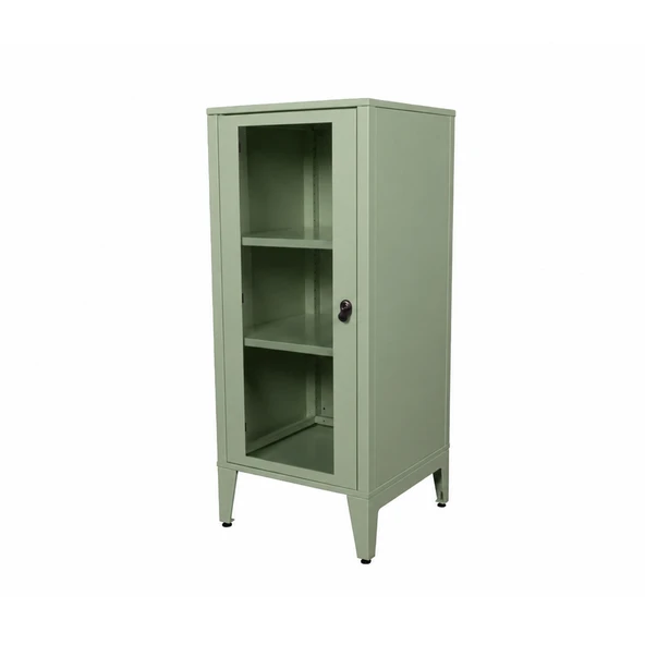 Alfafonet Ziglat Serisi Kilitli Metal Home Office Dolabı Cam Kapaklı Yeşil 450x1050x450 mm ürün görseli 1