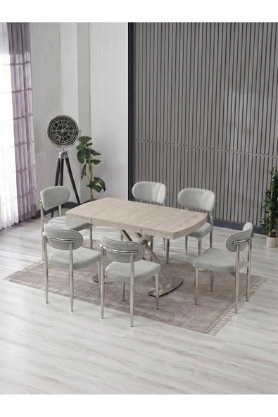 VENOXA 80X120 MDF MASA / 6 POLO SANDALYELİ MASA TAKIMI ürün görseli 1