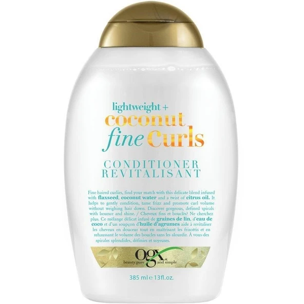 OGX Sülfatsız Coconut Fine Curls Saç Bakım Kremi 385ml ürün görseli 1