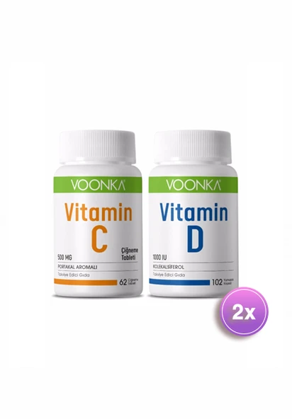 Voonka D Vitamini 1000 Iu 102 Kapsül+c Vitamini 62 Çiğneme Tableti ürün görseli 1