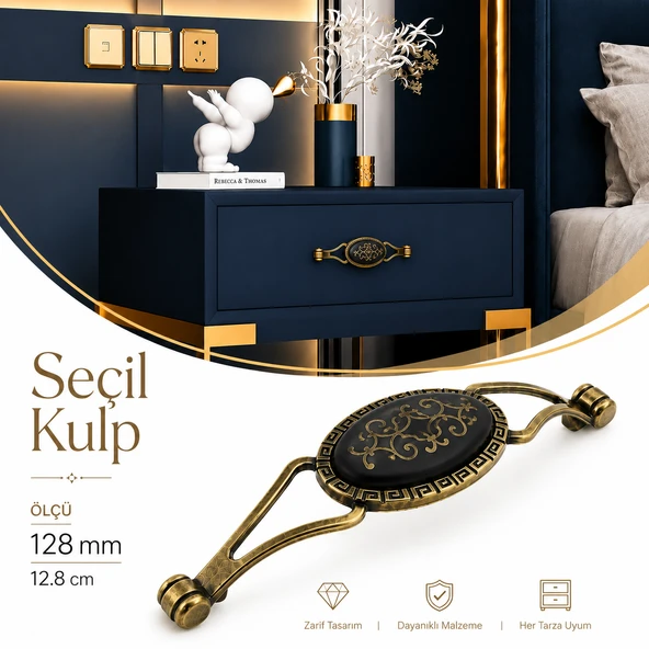 Seçil (128 mm-12.8 cm) Eskitme Antik Sarı Metal Mobilya Mutfak Çekmece Dolap Kulpu Kulbu Kulpları ürün görseli 1