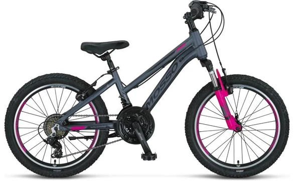 MOSSO WILDFIRE L-20-V KIZ ÇOCUK BİSİKLETİ 280H 20 JANT 18 VİTES ANTRASİT PEMBE ürün görseli 1
