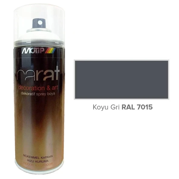 Motip Carat Akrilik Sprey Boya KOYU GRİ PARLAK 400 ml - RAL7015 ürün görseli 1