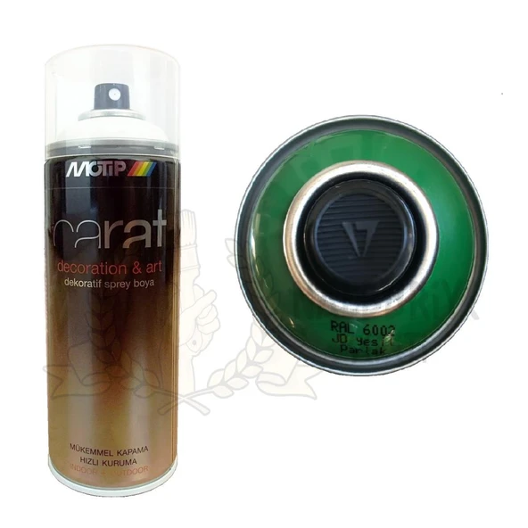 Motip Carat Akrilik Sprey Boya YAPRAK YEŞİL PARLAK 400 ml - RAL6002 ürün görseli 1