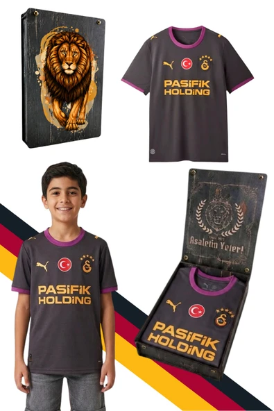 GS FRM 045 785016 GALATASARAY ORJİNAL LİSANSLI PUMA 2026/2027 DEPLASMAN SİYAH ÇOCUK  FORMA UV KUTU HEDİYE ürün görseli 1