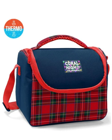 Coral High Kırmızı Ekose Desenli Thermo Beslenme Çantası 37107 ürün görseli 1