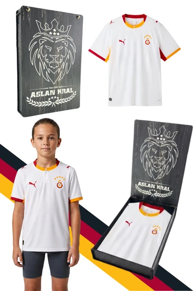 GS FRM 046 785005 GALATASARAY ORJİNAL LİSANSLI PUMA 2026/2027 ALTERNATİF BEYAZ ÇOCUK  FORMA  LAZER BASKILI HEDİYE KUTU ürün görseli 1