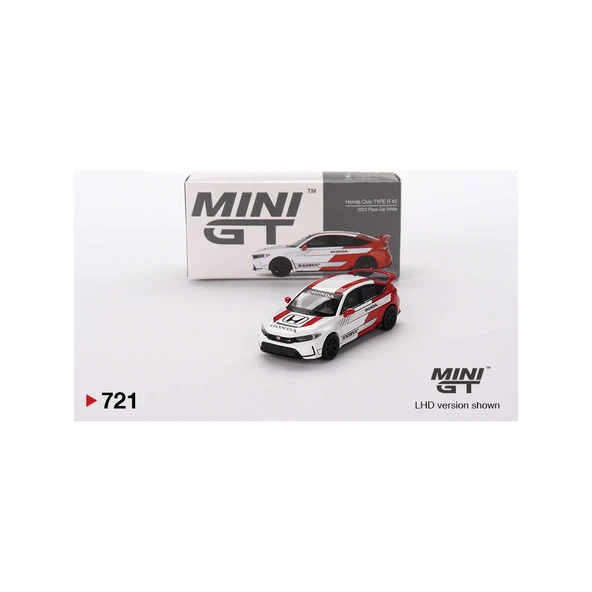 MİNİ GT 1:64 HONDA CİVİC TYPER R #2 2023 PACE CAR WHİTE ürün görseli 1