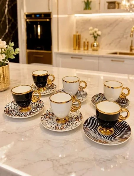 Acar KAI-009641 Elysion Karışık 6lı Porselen Kahve Fincan Takımı ürün görseli 1