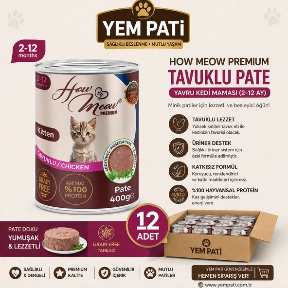 How Meow Pate Yavru Kedi Maması Tavuklu 12 ADET ürün görseli 1