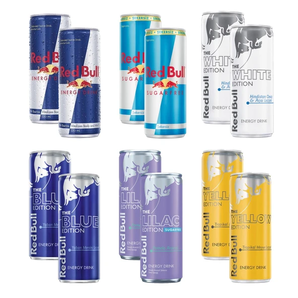 Red Bull Enerji İçeceği 250 ml 6 Çeşit 12 li Karma Paket ürün görseli 1