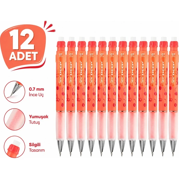 Versatil Kalem Deep 0.7 mm Meyve Temalı 12'li Paket ürün görseli 1