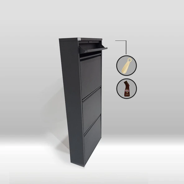 3 + 1 Kapaklı Metal Ayakkabılık - Resim 4