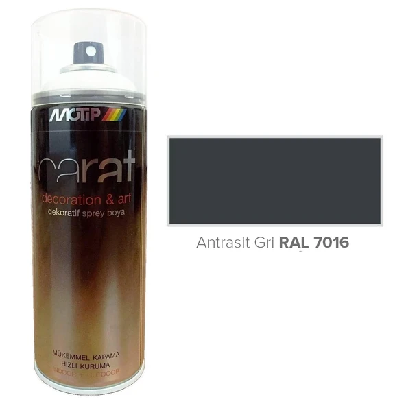 Motip Carat Akrilik Sprey Boya ANTRASİT GRİ PARLAK 400 ml - RAL7016 ürün görseli 1
