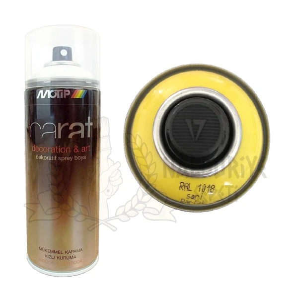 Motip Carat Akrilik Sprey Boya SARI PARLAK 400 ml - RAL1018 ürün görseli 1