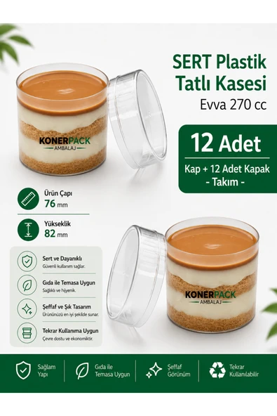 KONERPACK 12 Adet Kapaklı Sert Plastik Magnolya Kasesi 270 Cc ürün görseli 1