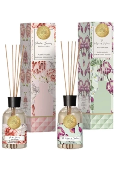 mabel marseille Mabel Marseılle Çubuklu Oda Parfümü 100ML Sihirli Kaşmir/Pudra Düşleri (2 Li Set) Karma ürün görseli 1