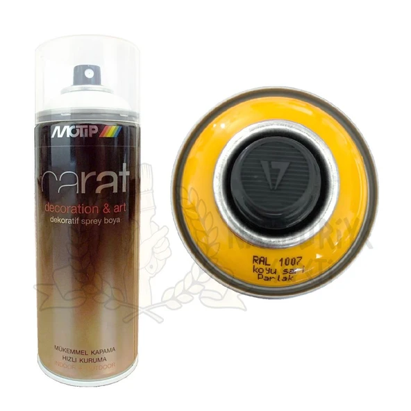 Motip Carat Akrilik Sprey Boya KOYU SARI PARLAK 400 ml - RAL1007 ürün görseli 1